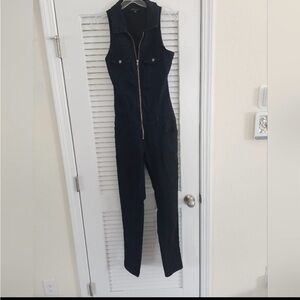 Sleeveless Black Denim Jumpsuit